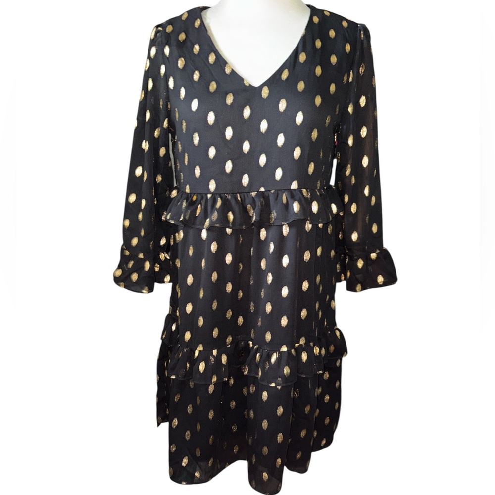 Andree By Unit dress pull on sheer w/lining 3/4 sleeves V-neckline Sz Small NWT